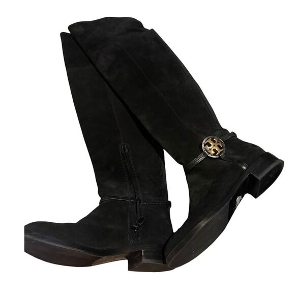 Tory Burch Miller Black Suede Tall Boots Women's Sz. 6.5 - Picture 3 of 7